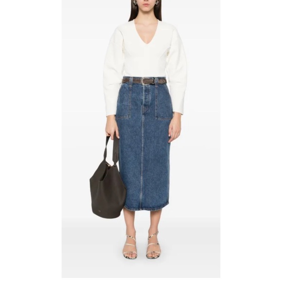 KHAITE Dresses & Skirts - Khaite Genevieve Denim Midi Skirt